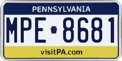 PA license plate MPE8681