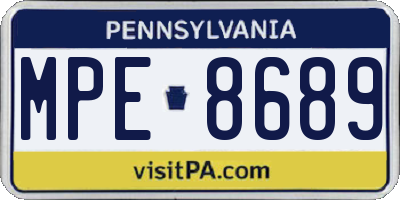 PA license plate MPE8689