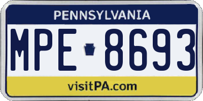 PA license plate MPE8693