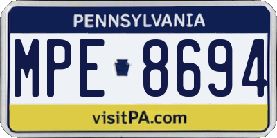 PA license plate MPE8694