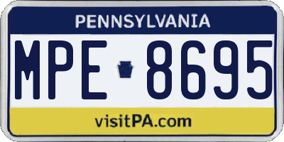 PA license plate MPE8695