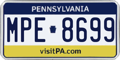 PA license plate MPE8699