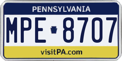 PA license plate MPE8707