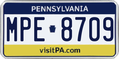 PA license plate MPE8709