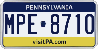 PA license plate MPE8710