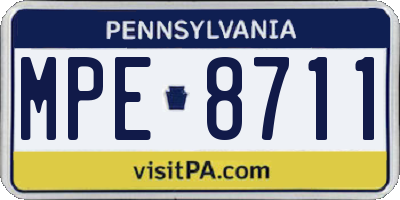 PA license plate MPE8711