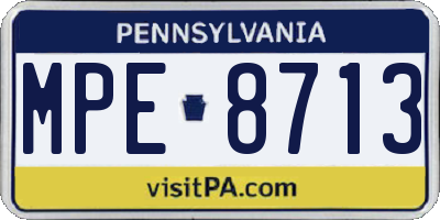 PA license plate MPE8713