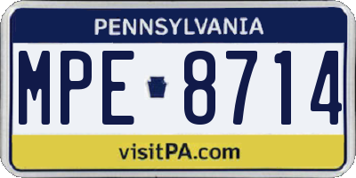PA license plate MPE8714