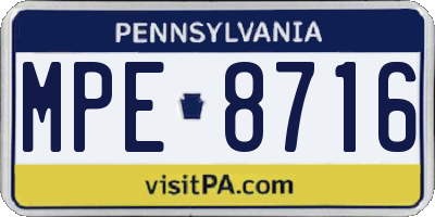 PA license plate MPE8716