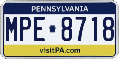 PA license plate MPE8718