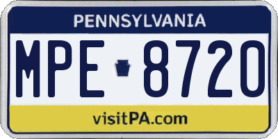 PA license plate MPE8720