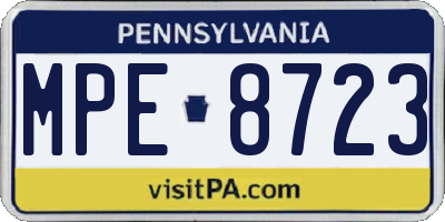 PA license plate MPE8723