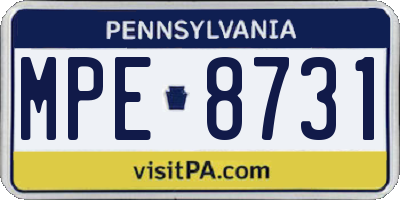 PA license plate MPE8731