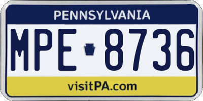 PA license plate MPE8736
