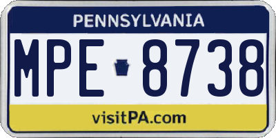 PA license plate MPE8738