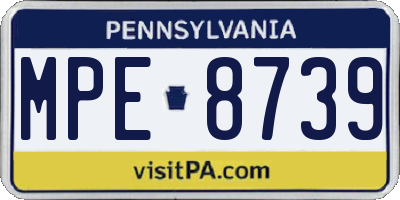 PA license plate MPE8739