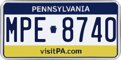 PA license plate MPE8740