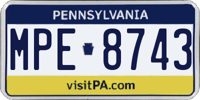 PA license plate MPE8743