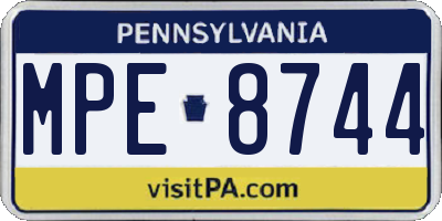 PA license plate MPE8744