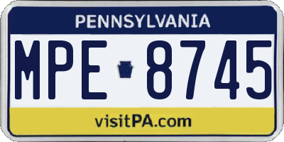PA license plate MPE8745