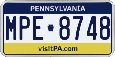 PA license plate MPE8748