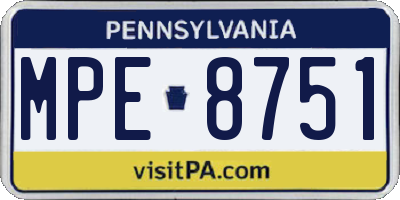 PA license plate MPE8751