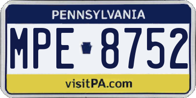 PA license plate MPE8752
