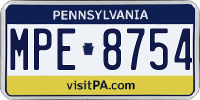 PA license plate MPE8754