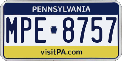 PA license plate MPE8757