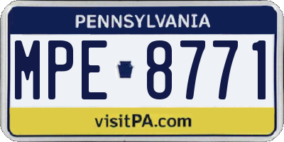 PA license plate MPE8771