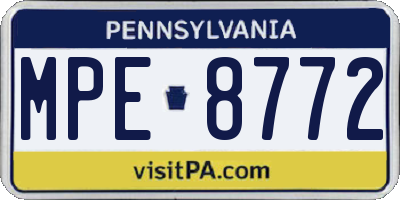 PA license plate MPE8772