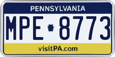 PA license plate MPE8773