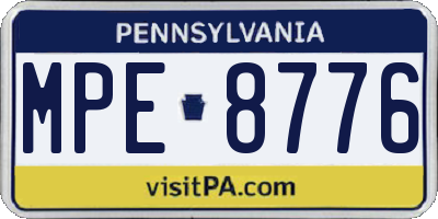 PA license plate MPE8776