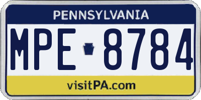 PA license plate MPE8784