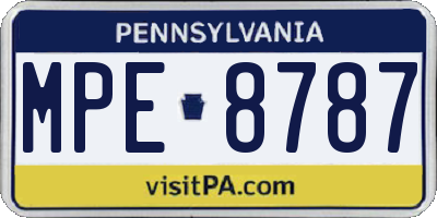 PA license plate MPE8787