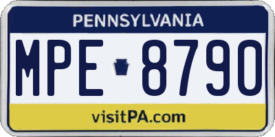 PA license plate MPE8790