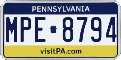 PA license plate MPE8794