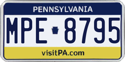 PA license plate MPE8795