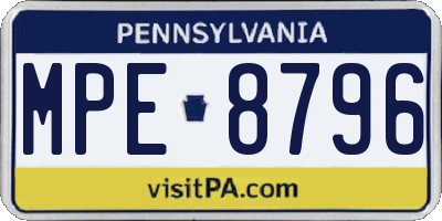 PA license plate MPE8796
