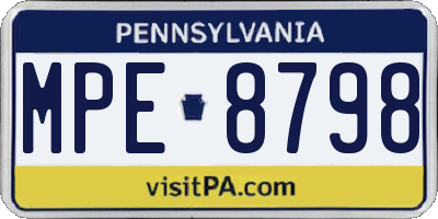 PA license plate MPE8798