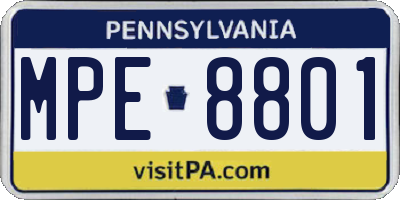 PA license plate MPE8801