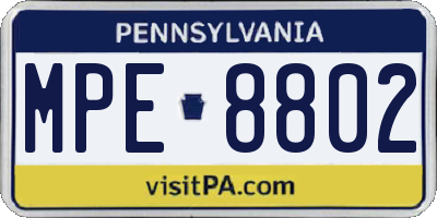 PA license plate MPE8802