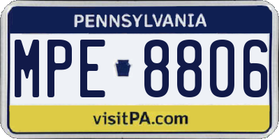 PA license plate MPE8806