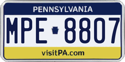 PA license plate MPE8807