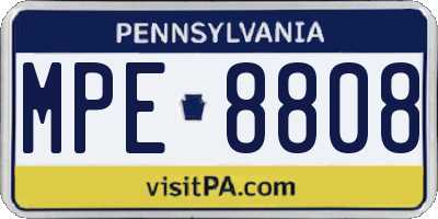 PA license plate MPE8808