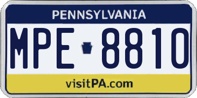 PA license plate MPE8810
