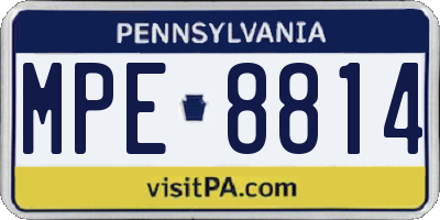 PA license plate MPE8814