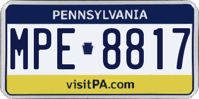 PA license plate MPE8817