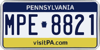 PA license plate MPE8821