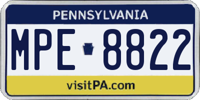 PA license plate MPE8822